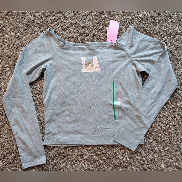 Gray Off-Shoulder Long Sleeve Top - Picture 1 of 3